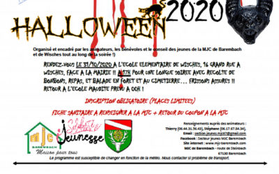 Inscription Solidarité Jeunesse. Coupon réponse « Soirée d’Halloween! » 31 Octobre 2020