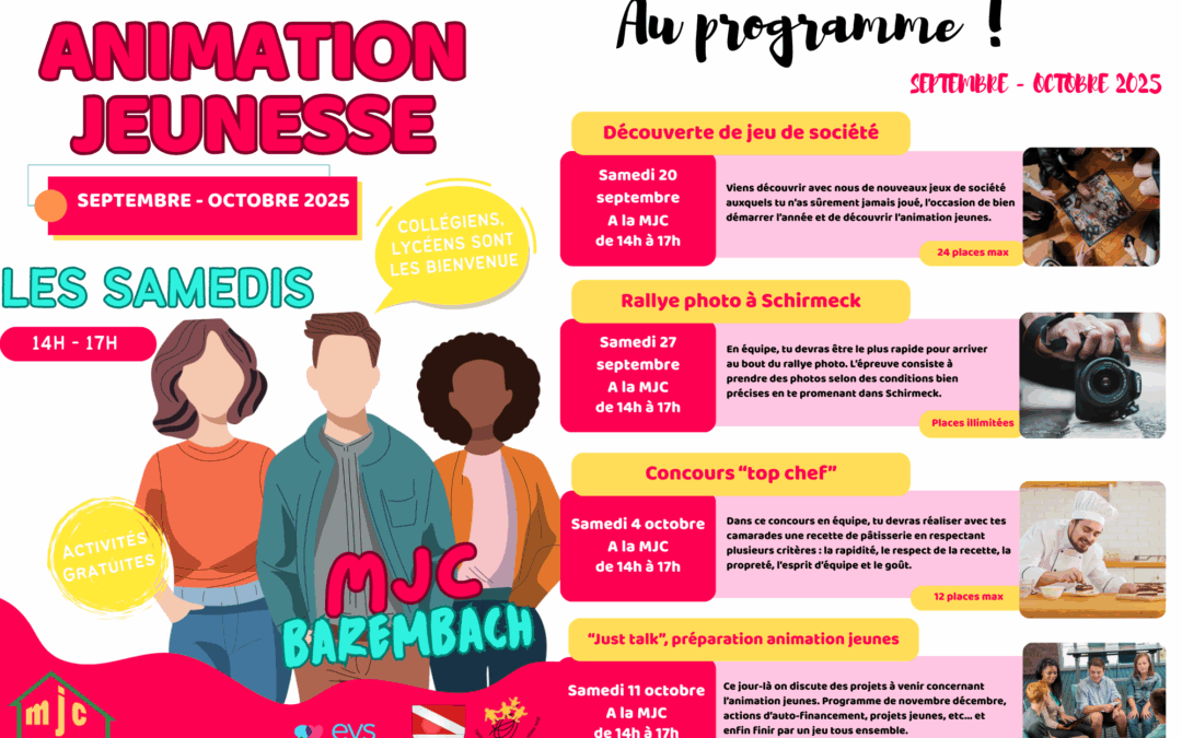 Programme Animation Jeunesse – Septembre / Octobre 2025