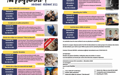 🎉 Programme de l’Animation Jeunesse – Novembre & Décembre 2025 🎉