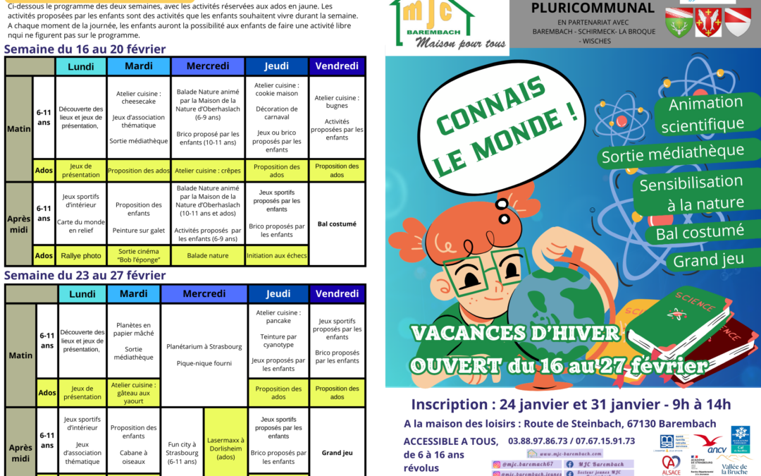 ❄️ Centre de loisirs d’hiver à la MJC de Barembach