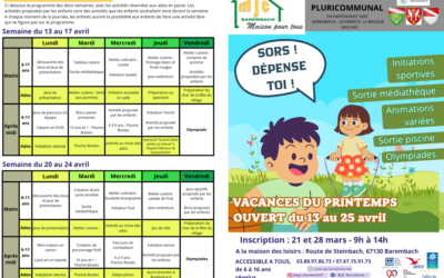 🌸 Le programme du centre aéré de printemps est arrivé !🌸