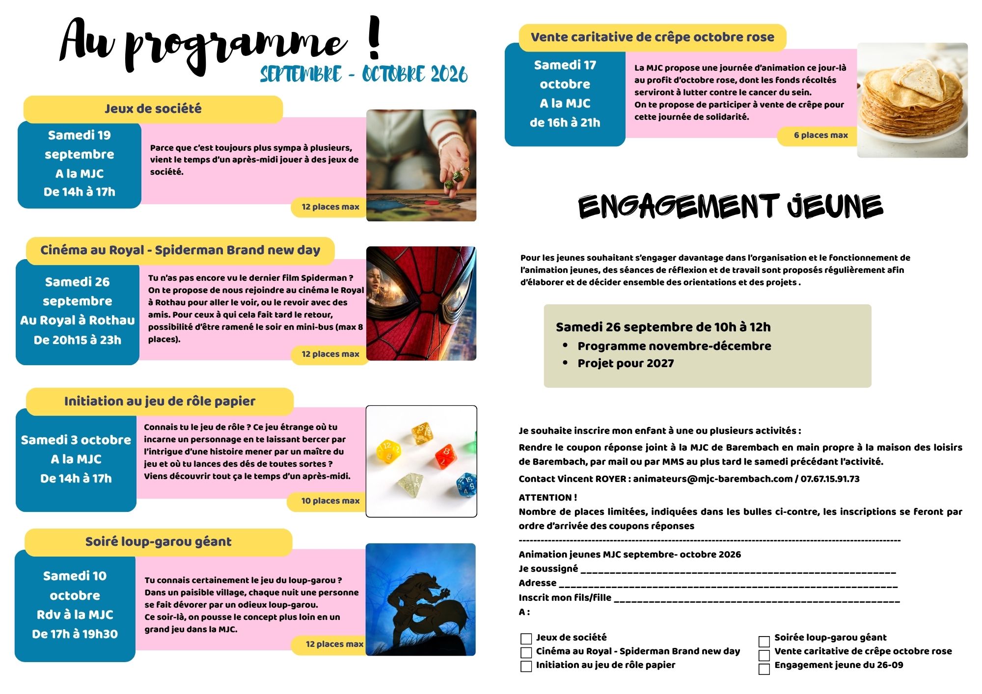 Programme septembre – octobre 2026(1)
