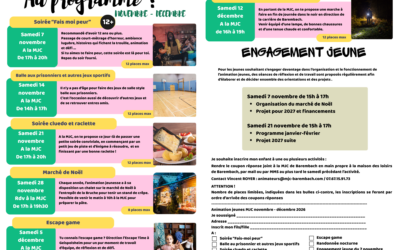 Le programme novembre – décembre 2026 des animations jeunesse est disponible